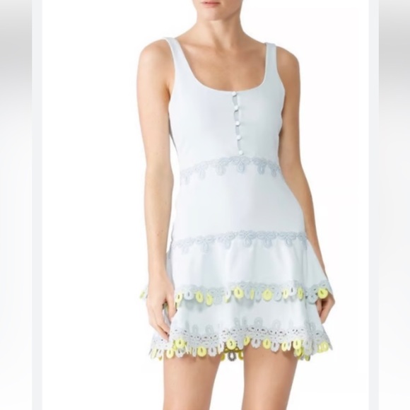 Jonathan Simkai Light Blue Sleeveless Sheath Guipeire Lace Size 6 Dress